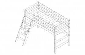 Кровать Соня вариант 6 полувысокая с наклонной лестницей Белый полупрозрачный в Муромцево - muromcevo.katalogmebeli.com | фото 4
