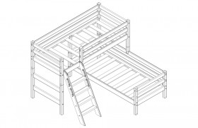 Кровать Соня вариант 8 угловая с наклонной лестницей Белый полупрозрачный в Муромцево - muromcevo.katalogmebeli.com | фото 3