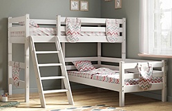 Кровать Соня вариант 8 угловая с наклонной лестницей Белый полупрозрачный в Муромцево - muromcevo.katalogmebeli.com | фото