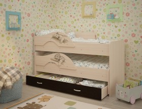 Кровать выкатная Радуга-Сафари детская 1600 Млечный дуб/Венге в Муромцево - muromcevo.katalogmebeli.com | фото