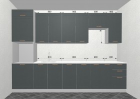 Кухня Квадро 3,2 м (высокие модули/Железо/Серый) в Муромцево - muromcevo.katalogmebeli.com | фото 3
