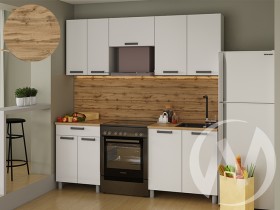 Кухня Кьяра 2.0 м с окапом (белый/карбон фарфор/26мм/дуб вотан) в Муромцево - muromcevo.katalogmebeli.com | фото