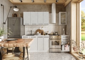 Кухонный гарнитур Нувель 1800мм белый/бетон белый в Муромцево - muromcevo.katalogmebeli.com | фото