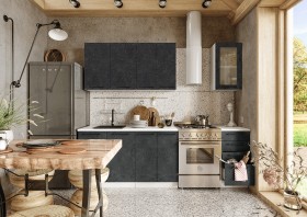 Кухонный гарнитур Нувель 1800мм белый/бетон черный в Муромцево - muromcevo.katalogmebeli.com | фото