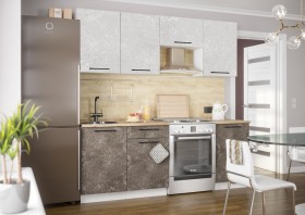 Кухонный гарнитур Нувель 2100мм белый/бетон коричневый в Муромцево - muromcevo.katalogmebeli.com | фото