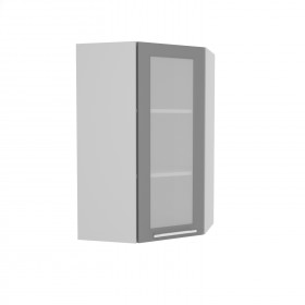 Квадро ВПУС 550 шкаф верхний угловой со стеклом высокий (Железо/корпус Серый) в Муромцево - muromcevo.katalogmebeli.com | фото