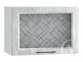 Либерти Шкаф верхний горизонтальный со стеклом ШВГС 609 (Холст грей/корпус белый) в Муромцево - muromcevo.katalogmebeli.com | фото
