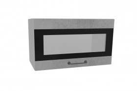 Лофт ПГСФ 600 шкаф верхний горизонтальный со стеклом и фотопечатью (Бетон светлый/корпус Серый) в Муромцево - muromcevo.katalogmebeli.com | фото