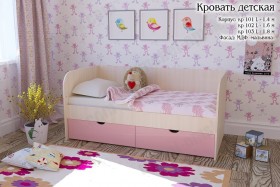 Мальвина Кровать детская 2 ящика 1.6 Розовыйй глянец в Муромцево - muromcevo.katalogmebeli.com | фото