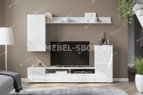 Мебель для гостиной МГС 4 (Белый/Белый глянец) в Муромцево - muromcevo.katalogmebeli.com | фото