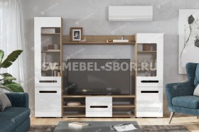Мебель для гостиной МГС 6 (Исполнение 1/Дуб золотой/Белый глянец) в Муромцево - muromcevo.katalogmebeli.com | фото