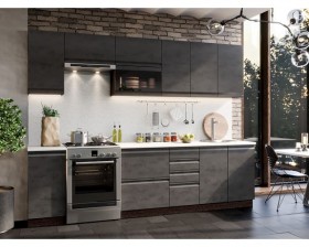 Модульная кухня Бруклин 2,8 м (Бетон черный/Венге) в Муромцево - muromcevo.katalogmebeli.com | фото
