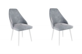 Набор стульев Милан 2 шт (серый велюр/белый) в Муромцево - muromcevo.katalogmebeli.com | фото 1