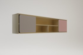 Полка между шкафами 1960 Грэйси (Розовый/Серый/корпус Клен) в Муромцево - muromcevo.katalogmebeli.com | фото 2