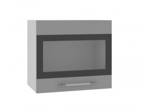 Ройс ВПГСФ 500 Шкаф верхний горизонтальный со стеклом с фотопечатью высокий (Грей софт/корпус Серый) в Муромцево - muromcevo.katalogmebeli.com | фото