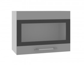 Ройс ВПГСФ 600 Шкаф верхний горизонтальный со стеклом с фотопечатью высокий (Грей софт/корпус Серый) в Муромцево - muromcevo.katalogmebeli.com | фото