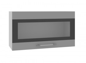 Ройс ВПГСФ 800 Шкаф верхний горизонтальный со стеклом с фотопечатью высокий (Белый софт/корпус Серый) в Муромцево - muromcevo.katalogmebeli.com | фото