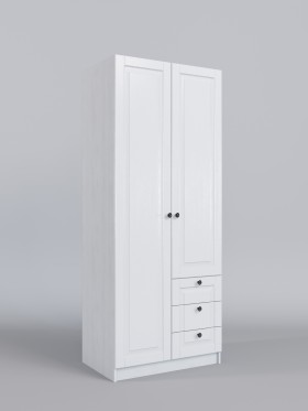 Шкаф 2-х створчатый с ящиками Классика (Белый/корпус Выбеленное дерево) в Муромцево - muromcevo.katalogmebeli.com | фото