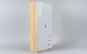 Шкаф 2-х створчатый с ящиками Лофт (Белый/корпус Дуб Сонома) в Муромцево - muromcevo.katalogmebeli.com | фото