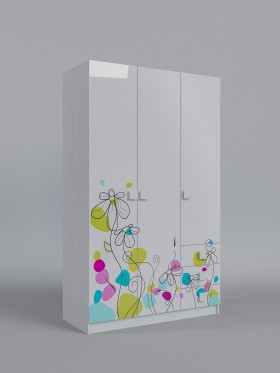 Шкаф 3-х створчатый с ящиками Флёр (Белый/корпус Выбеленное дерево) в Муромцево - muromcevo.katalogmebeli.com | фото