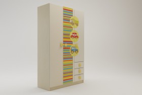 Шкаф 3-х створчатый с ящиками Клаксон (Бежевый/корпус Клен) в Муромцево - muromcevo.katalogmebeli.com | фото