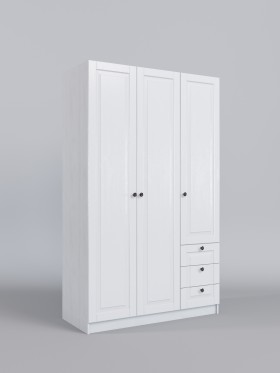 Шкаф 3-х створчатый с ящиками Классика (Белый/корпус Выбеленное дерево) в Муромцево - muromcevo.katalogmebeli.com | фото 1