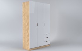 Шкаф 3-х створчатый с ящиками Лофт (Белый/корпус Дуб Сонома) в Муромцево - muromcevo.katalogmebeli.com | фото