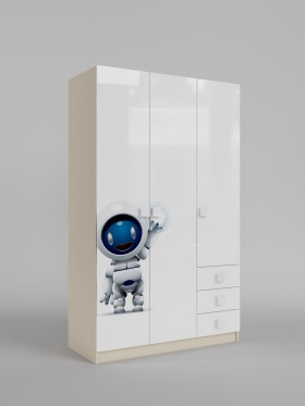 Шкаф 3-х створчатый с ящиками Санни (Белый/корпус Клен) в Муромцево - muromcevo.katalogmebeli.com | фото 1