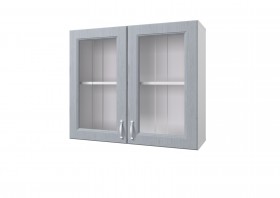 Шкаф 80 с 2-мя витринами Принцесса (Серый/корпус Белый) в Муромцево - muromcevo.katalogmebeli.com | фото