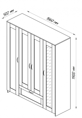 Шкаф четырехдверный Сириус с 1 зеркалом и 1 ящиком белый в Муромцево - muromcevo.katalogmebeli.com | фото 3