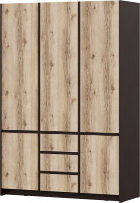 Модульная система "Прага" Шкаф для одежды трехстворчатый Дуб Венге/Дуб Делано в Муромцево - muromcevo.katalogmebeli.com | фото