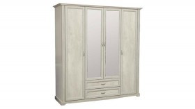 Шкаф для одежды "Сохо" (бетон пайн белый/2 ящика/зеркало) в Муромцево - muromcevo.katalogmebeli.com | фото 1