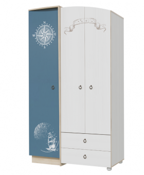 Шкаф для одежды Бриз 1200 Дуб ривьера/ Рамух белый/синий в Муромцево - muromcevo.katalogmebeli.com | фото