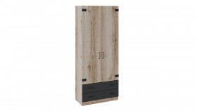 Шкаф для одежды комбинированный «Окланд» (Фон Черный/Дуб Делано) в Муромцево - muromcevo.katalogmebeli.com | фото