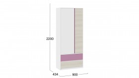 Шкаф для одежды комбинированный «Сканди» Дуб Гарден/Белый/Лиловый в Муромцево - muromcevo.katalogmebeli.com | фото 5