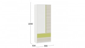 Шкаф для одежды комбинированный «Сканди» Дуб Гарден/Белый/Зеленый в Муромцево - muromcevo.katalogmebeli.com | фото 5