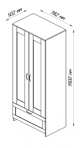 Шкаф двухдверный Сириус с 1 ящиком белый в Муромцево - muromcevo.katalogmebeli.com | фото 2