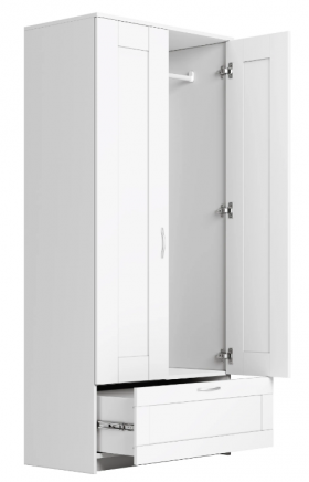 Шкаф двухдверный Сириус с 1 ящиком белый в Муромцево - muromcevo.katalogmebeli.com | фото 3