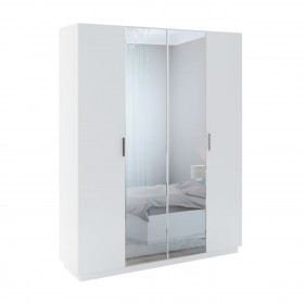 Шкаф с зер. 4 двери М22 Спальня Тиффани (белый текстурный) в Муромцево - muromcevo.katalogmebeli.com | фото 1