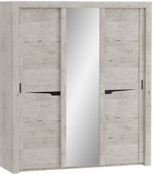 Шкаф трехдверный Соренто с раздвижными дверями Дуб бонифаций/Кофе структурный матовый в Муромцево - muromcevo.katalogmebeli.com | фото
