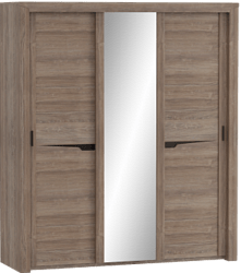 Шкаф трехдверный Соренто с раздвижными дверями Дуб стирлинг/Кофе структурный матовый в Муромцево - muromcevo.katalogmebeli.com | фото