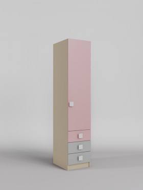 Шкаф угловой (секция с ящиками) Грэйси (Розовый/Серый/корпус Клен) в Муромцево - muromcevo.katalogmebeli.com | фото