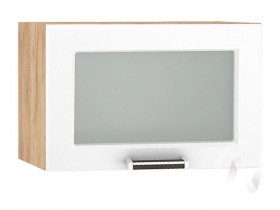 Шкаф верхний со стеклом Прага ШВГС 500 (Белое дерево/корпус дуб крафт золотой) в Муромцево - muromcevo.katalogmebeli.com | фото