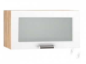 Шкаф верхний со стеклом Прага ШВГС 600 (Белое дерево/корпус дуб крафт золотой) в Муромцево - muromcevo.katalogmebeli.com | фото