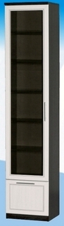 Шкаф высокий с ящиком и стеклодверью ДЛЯ ГОСТИНОЙ ШВЯС-450 Венге/Дуб выбеленный в Муромцево - muromcevo.katalogmebeli.com | фото