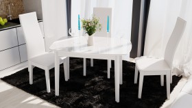 Стол обеденный «Портофино» (Белый глянец/Стекло белое) в Муромцево - muromcevo.katalogmebeli.com | фото 2