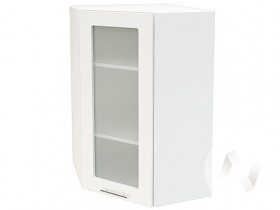 Угловой шкаф со стеклом Валерия-М ШВУС-599 (Белый глянец/Белый/верхний/высокий) в Муромцево - muromcevo.katalogmebeli.com | фото